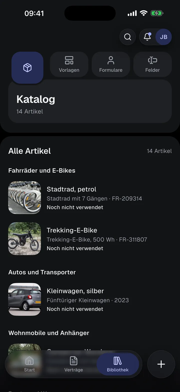 Katalog mit Fahrrädern und Autos