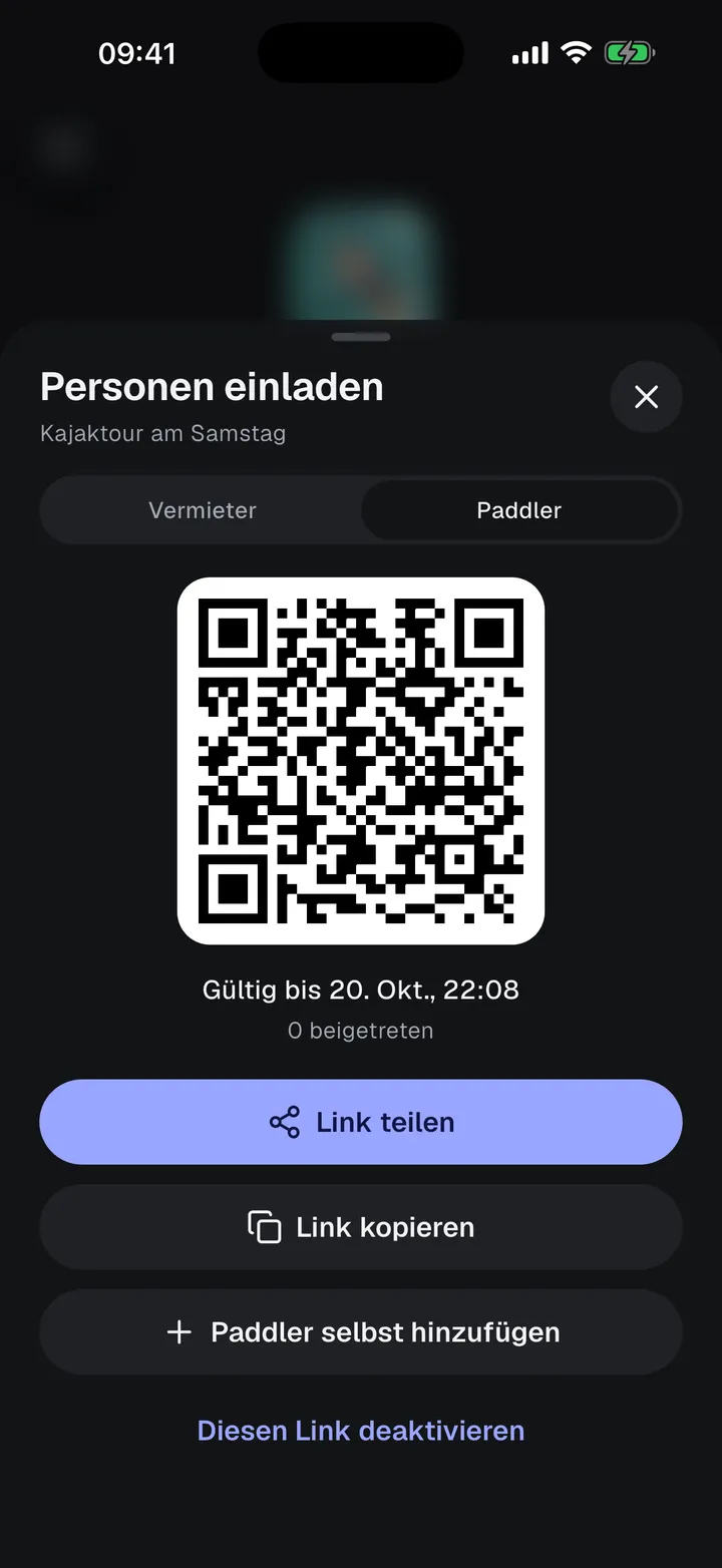 Personen mit einem QR-Code einladen