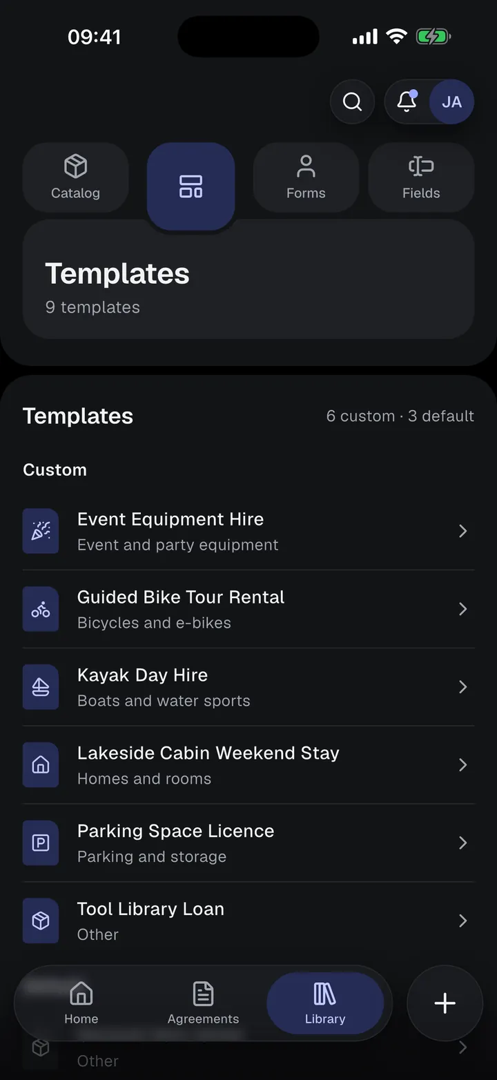 Templates list